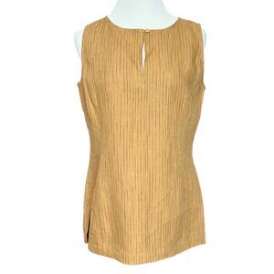 Vintage Y2K Jones New York Tan Tonal Stripe Linen Shell Sleeveless Top 6